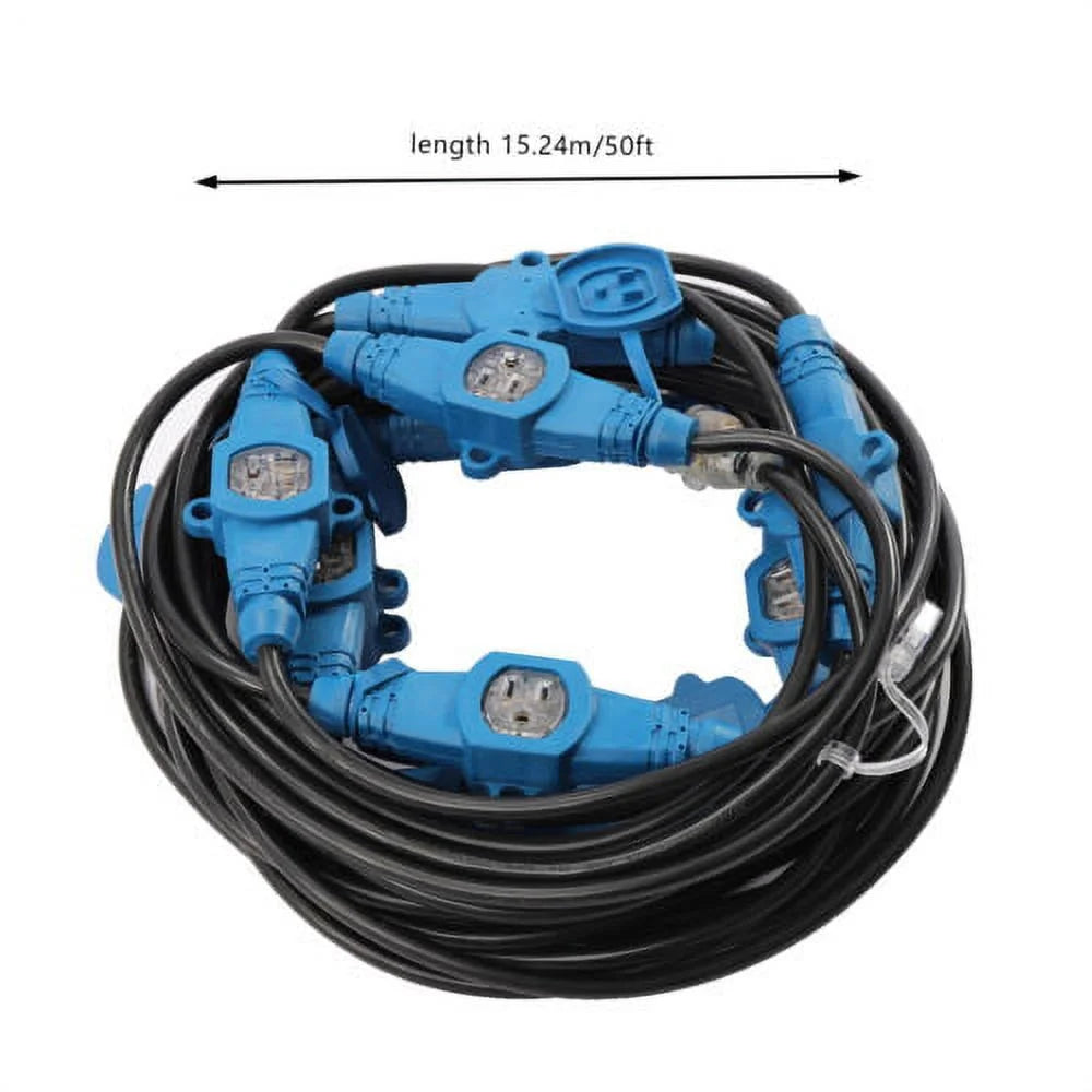 65FT 12awg 13 Plugs 15A 125V Power Extension Cord Splitter D944038