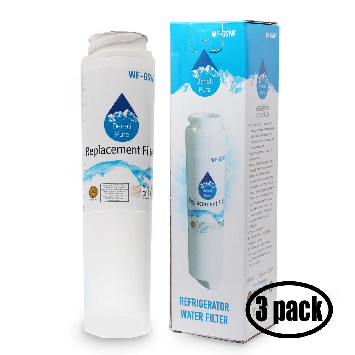 3-Pack Replacement Refrigerator Water Filter Cartridge B449408