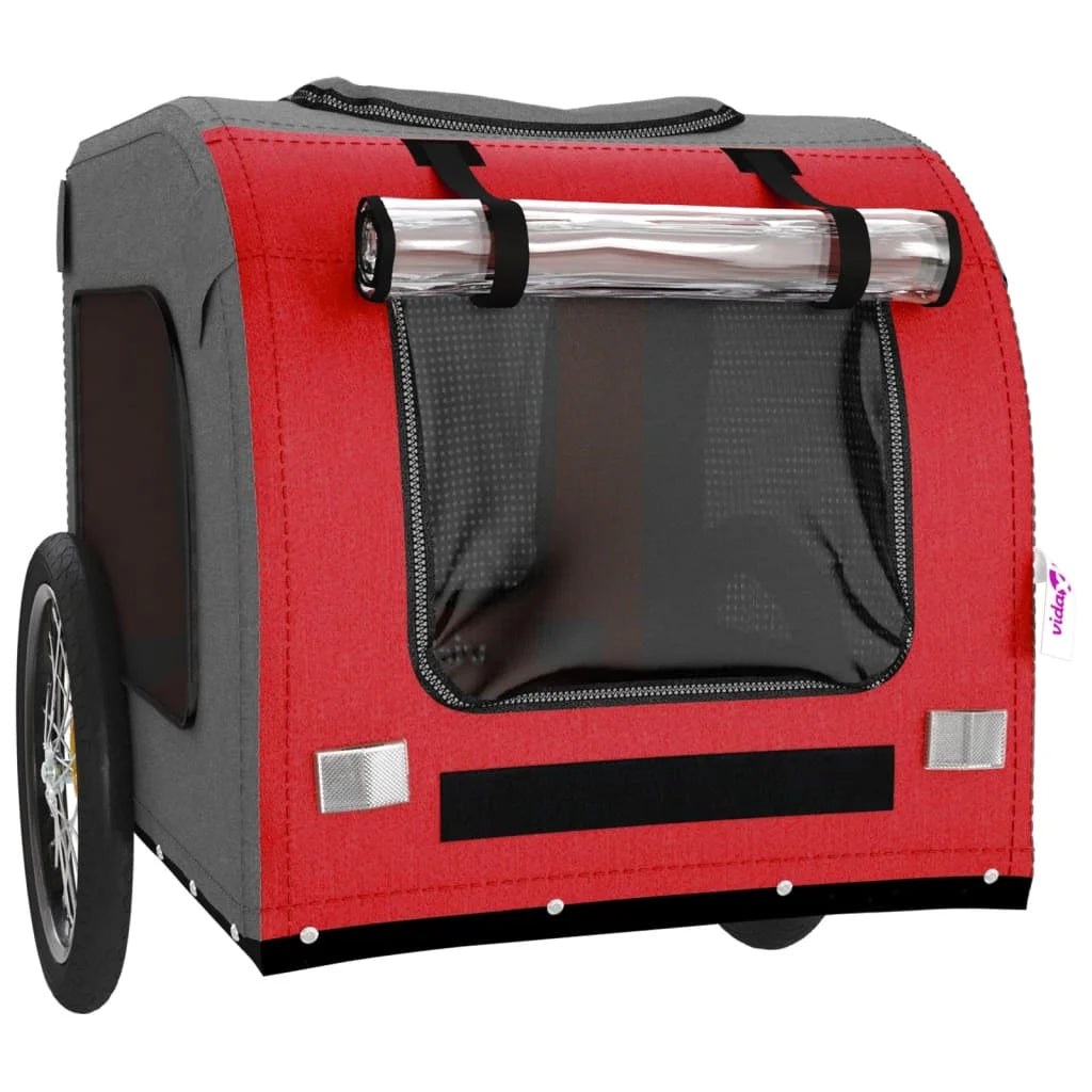 Red and Gray Bike Trailer Oxford Fabric Iron O580