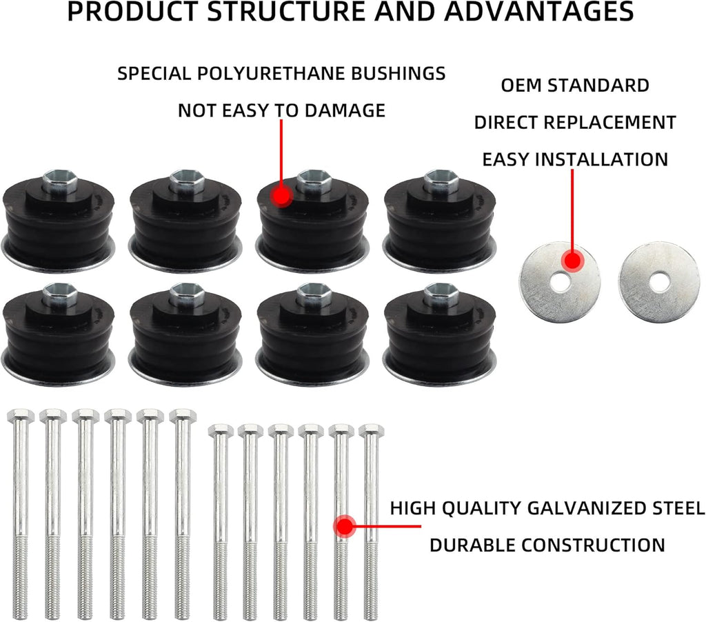 Cab Body Mount Bushing Kit Compatible With 2008-2016 Ford F-250 F-350 Super Duty Z622103
