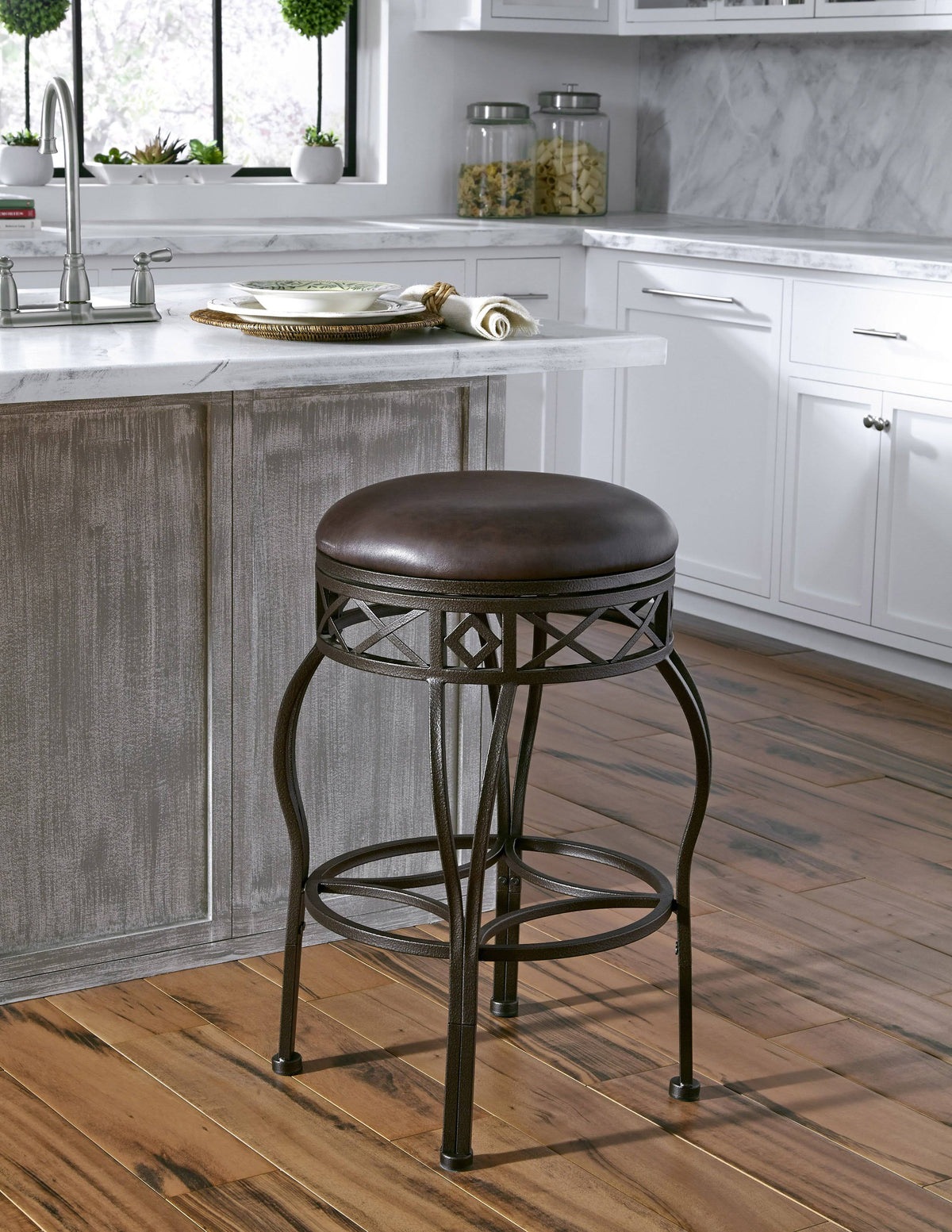 Brown Metal Frame Barstool K126