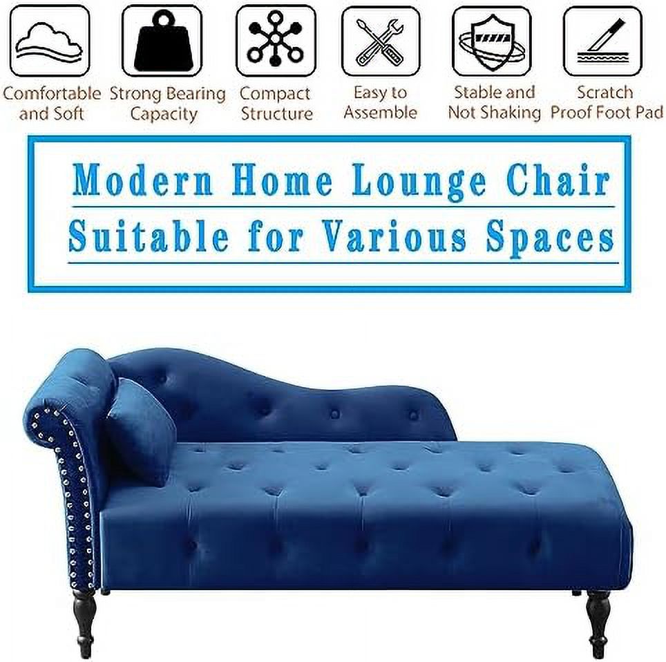 Grey Velvet Rolled Arm Chaise Lounge with Pillow F20608