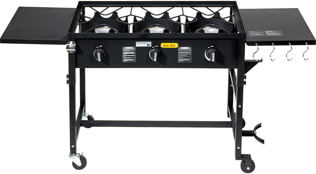 Portable Propane Triple-Burner Outdoor Camp Stove with Regulator A23791