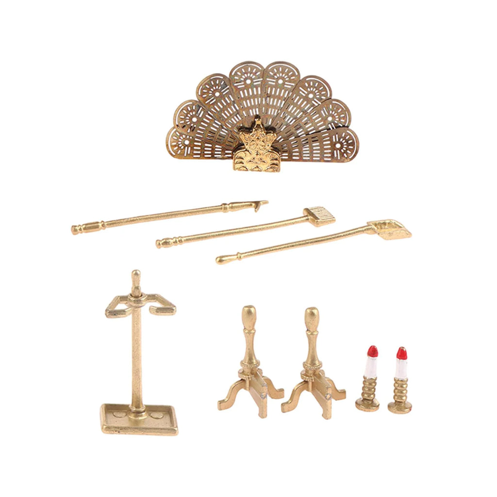 Miniature Metal Fireplace Dollhouse Decoration Y14764