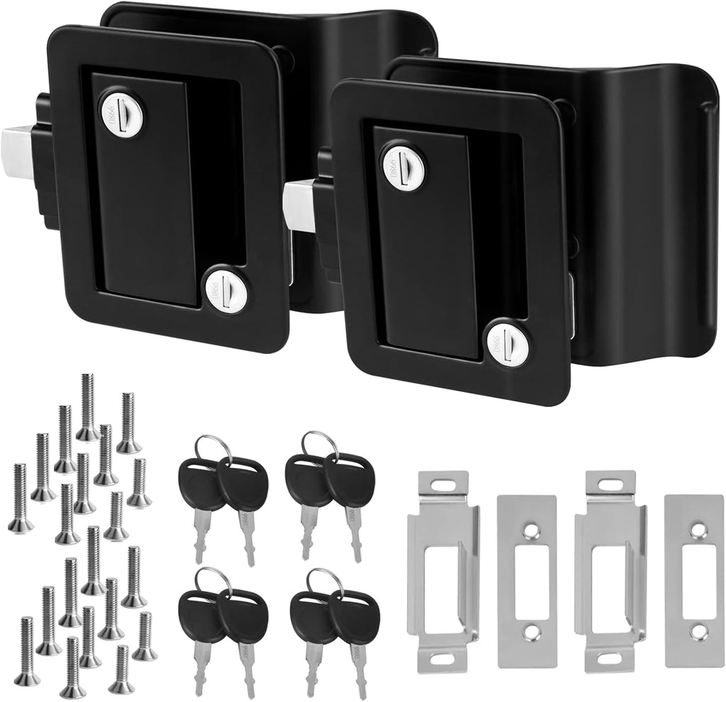 RV Door Lock with Paddle Deadbolt, 2 PCS Trailer Door Latch Replacement Kit U47205
