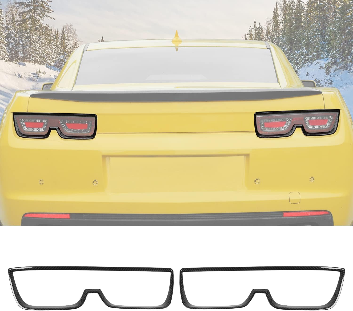 Carbon Fiber Grain Tail Light Cover Trim Frame Bezels Q3175