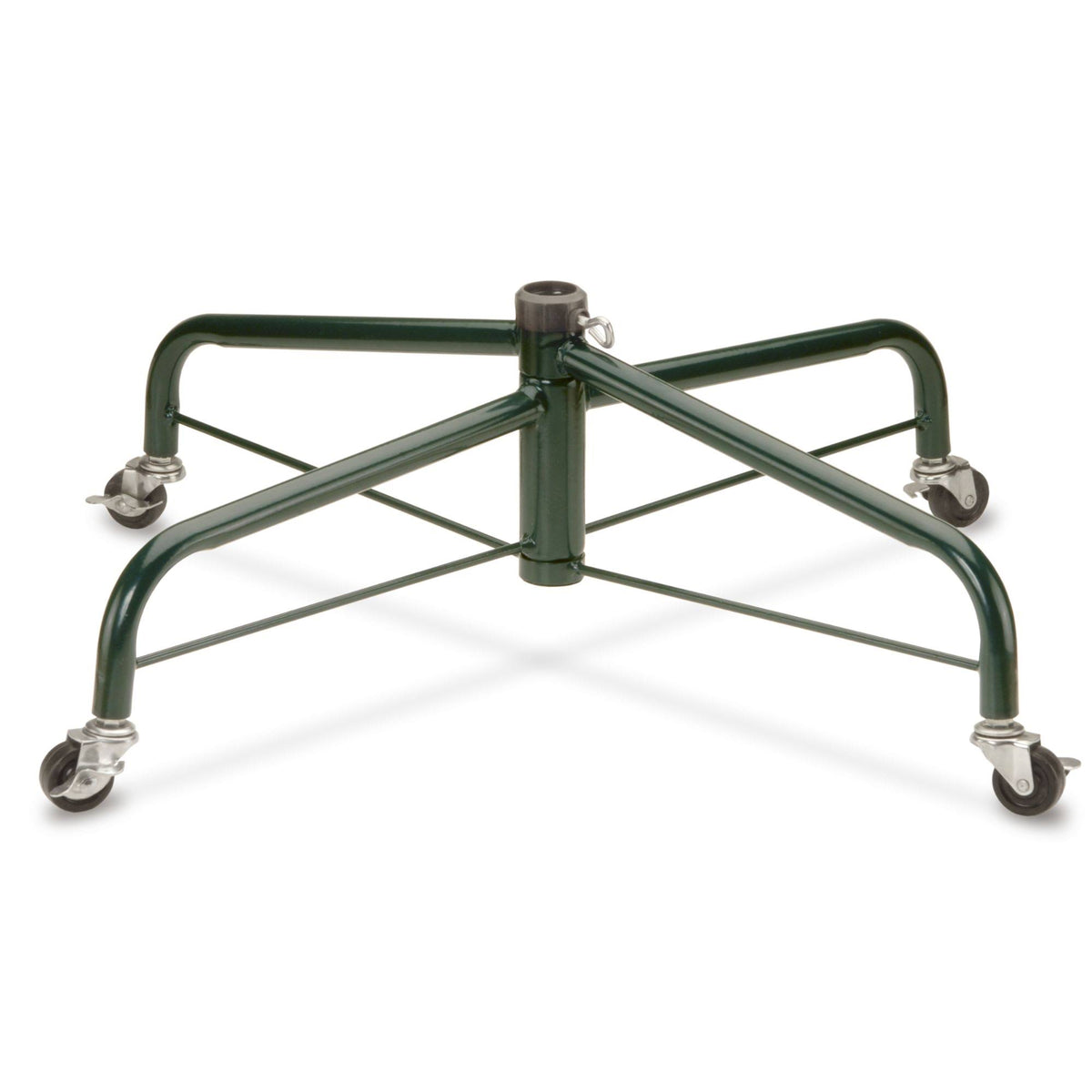 Green and Silver Rolling Artificial Christmas Tree Stand with Wheels R99694