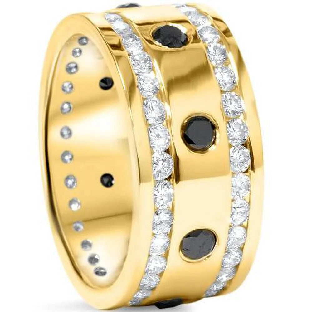 Black & White Diamond Eternity Ring 14K Yellow Gold N30191