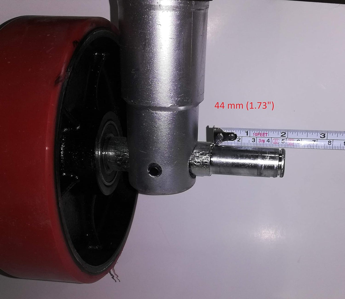 Red Poly Tread Steering Wheels Set with Axle and Protective Caps (4 pcs) 7 x 2 with Bearings ID 20mm J64559