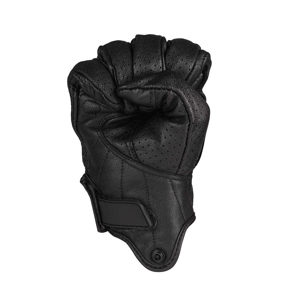 Perforated Full Finger Leather Motorcycle Gloves P13830