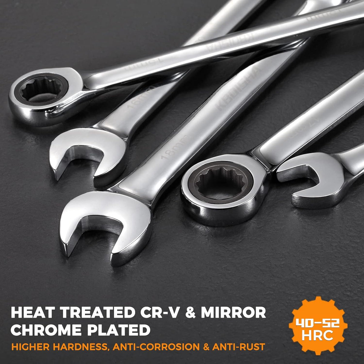 24-Piece Chrome Vanadium Steel Ratcheting Combination Wrench Set with Metric & SAE 72-Tooth X9562
