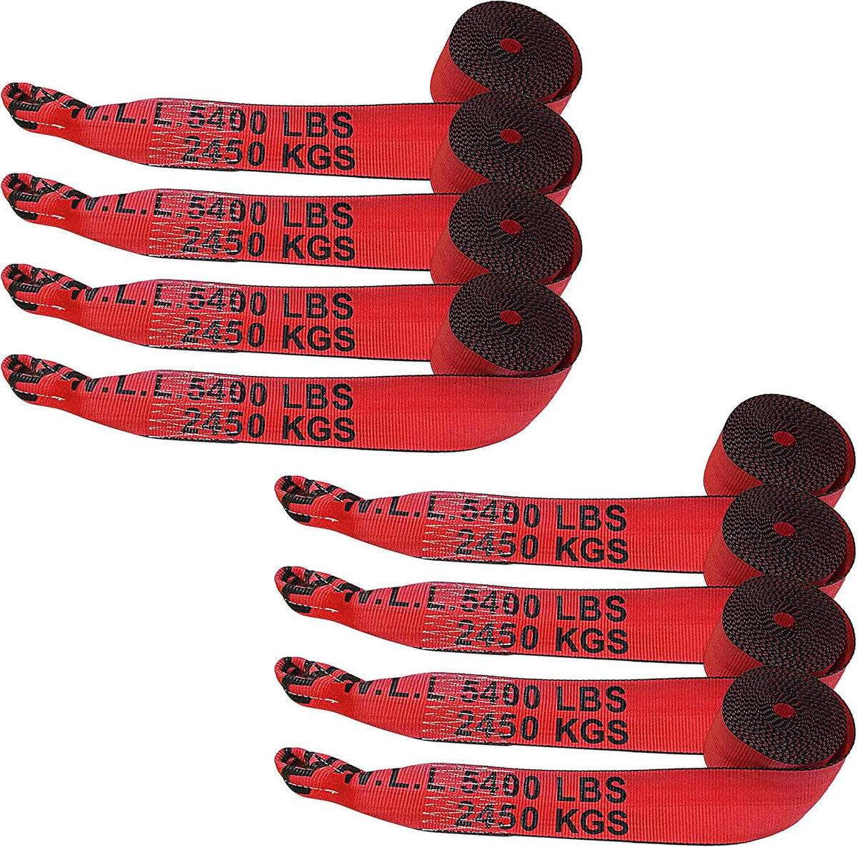 4 x 30' Heavy Duty Twisted Loop Winch Strap Tie Down (Yellow, 10 - Pack) F8037