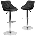 2 Pk. Black Vinyl Bucket Seat Adjustable Height Barstool with Chrome Base W80274