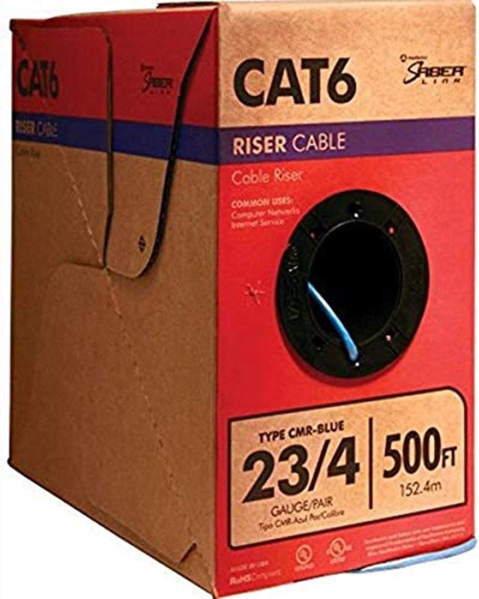 Category 6 Blue Cable 23AWG CMR 4 Pairs 500 Feet B36253