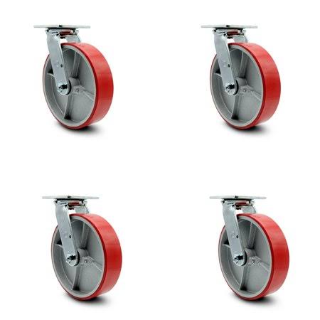 Red Poly Swivel Caster Set of 4 with 8x22 Wheel P71488