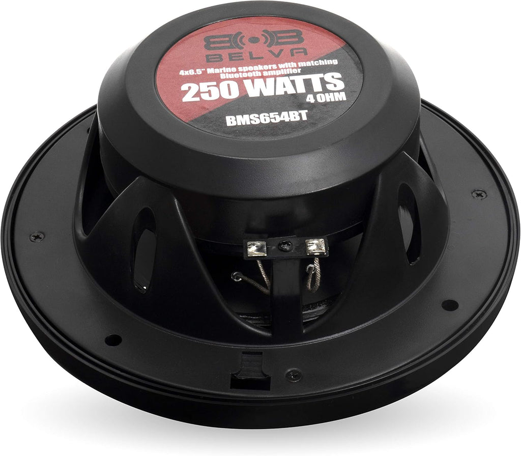 Four 1000 Watt Peak 6.5-inch 2-Way Marine Speakers with Bluetooth Amplifier C6441