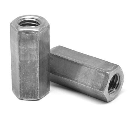 1/2 inch-20 x W5/8 inch x L1 1/4 inch Fine Thread Hex Rod Coupling Nut Low Carbon Steel Plain Finish Pk 100 E867123