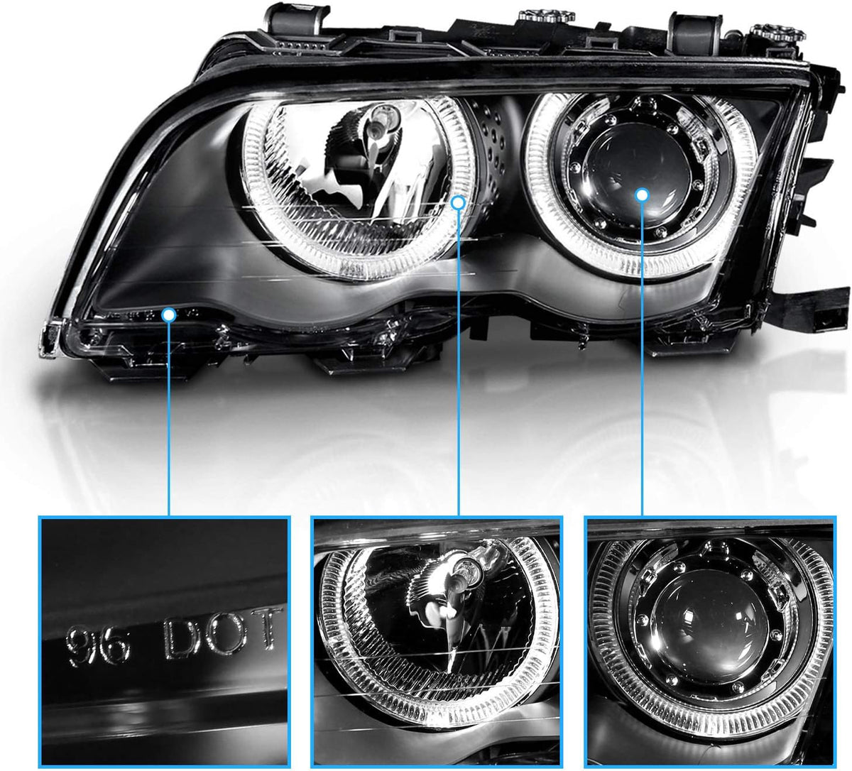 Black Projector Headlights for BMW 3 Series E46 4 Door G2786