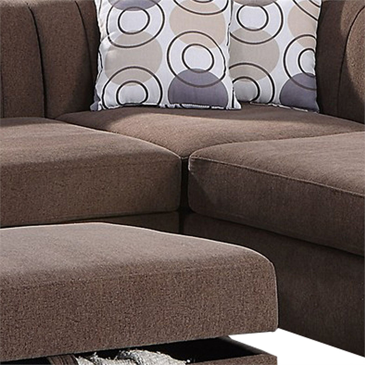 Brown Chenille 3 Piece Sectional Sofa Set F242