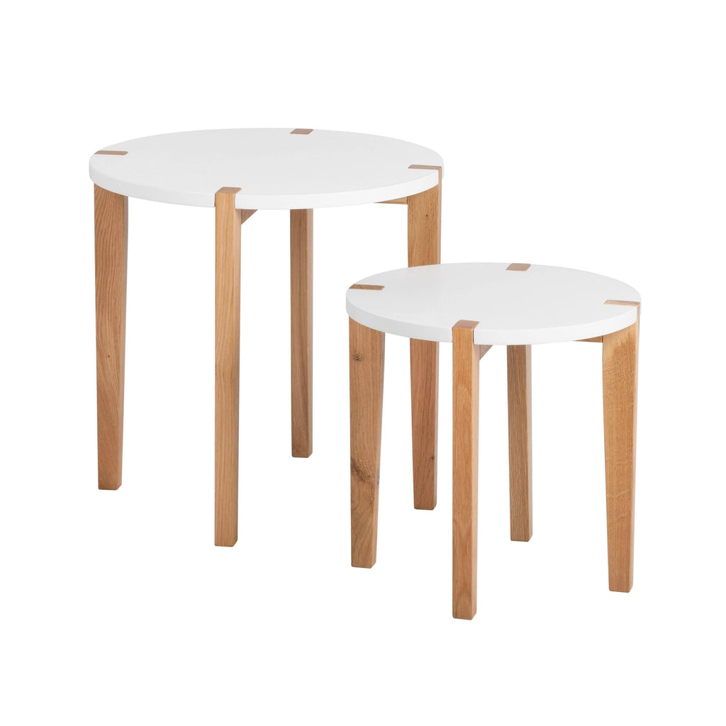 White Oak Round Nesting Side Tables (Set of 2) E772675
