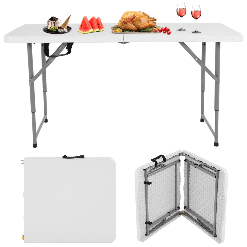 White 4 ft Folding Plastic Table with Handle P4264