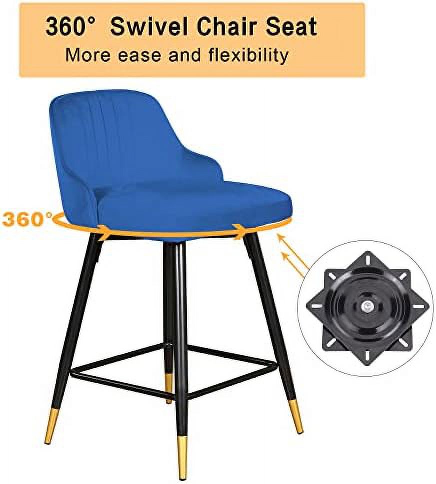 Gray Velvet Swivel Counter Height Stools Set of 2 Q16963