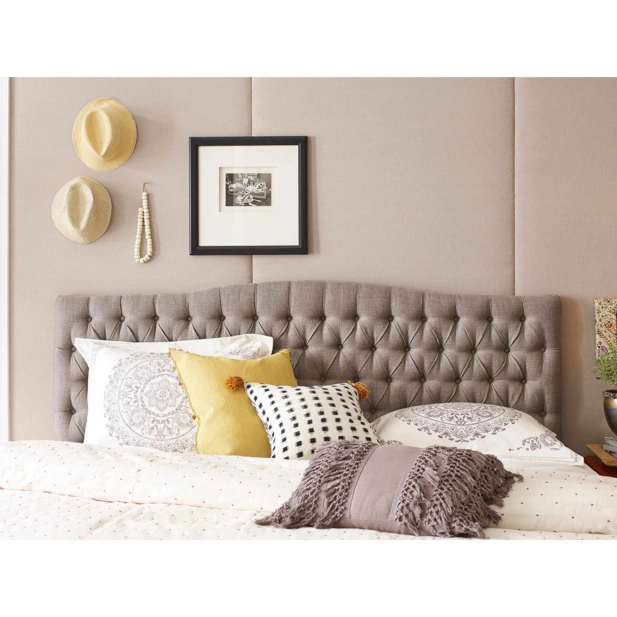 Tufted Panel Headboard, Brown, Queen J5789