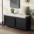 Black Wood Storage Bench with 2 Cabinets T373335