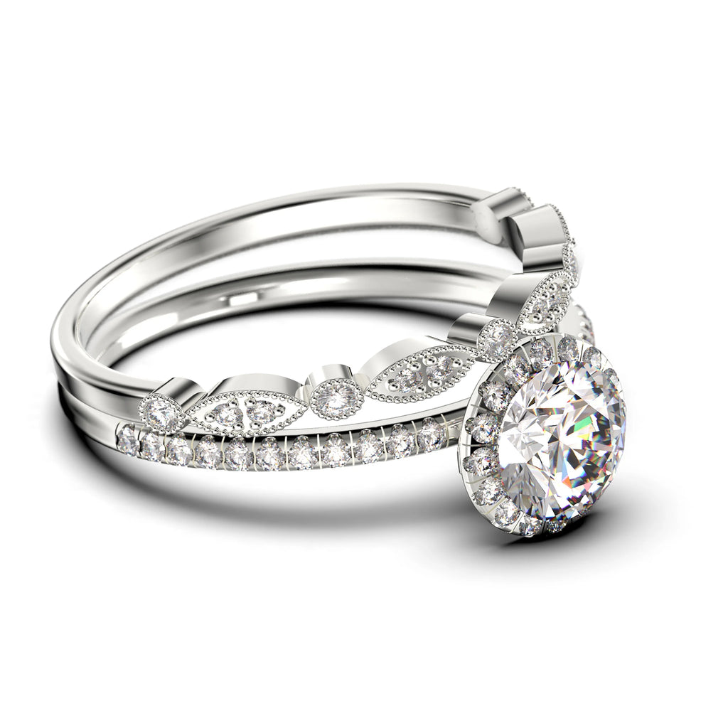 2.00 Carat Round Cut Moissanite Engagement Ring in 10k Solid White Gold E143