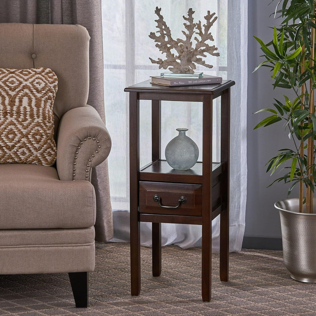 Brown Mahogany Acacia Wood Accent Table Y95779