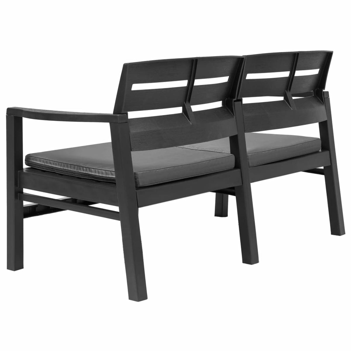 4 Piece Patio Lounge Set with Cushions, 2 Armchairs and Coffee Table Plastic Outdoor Sectional Sofa Set W77369