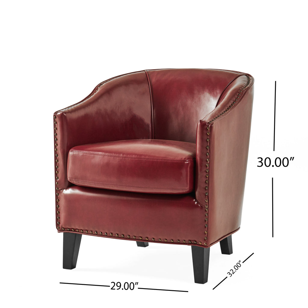 Bonded Leather Club Accent Chair, Oxblood Red V522912