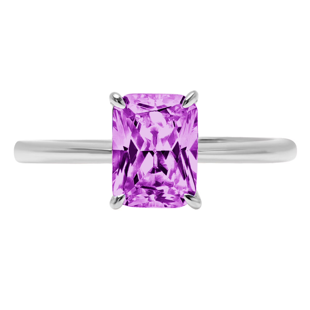2.5ct Radiant Cut Simulated Alexandrite 18k White Gold Ring Size 3.75 Y6128