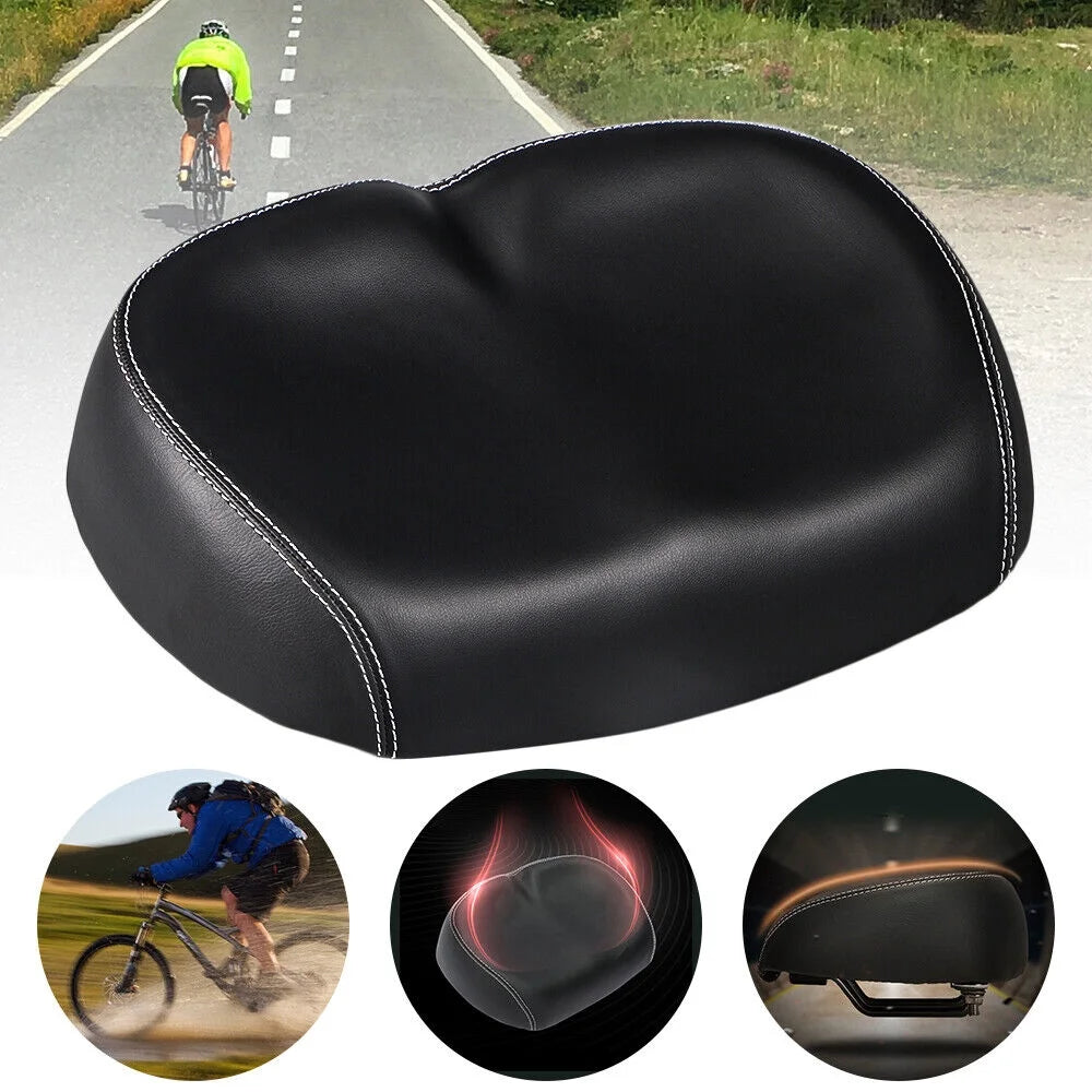 Black Noseless Bicycle Seat Cushion with PU Pad W535760