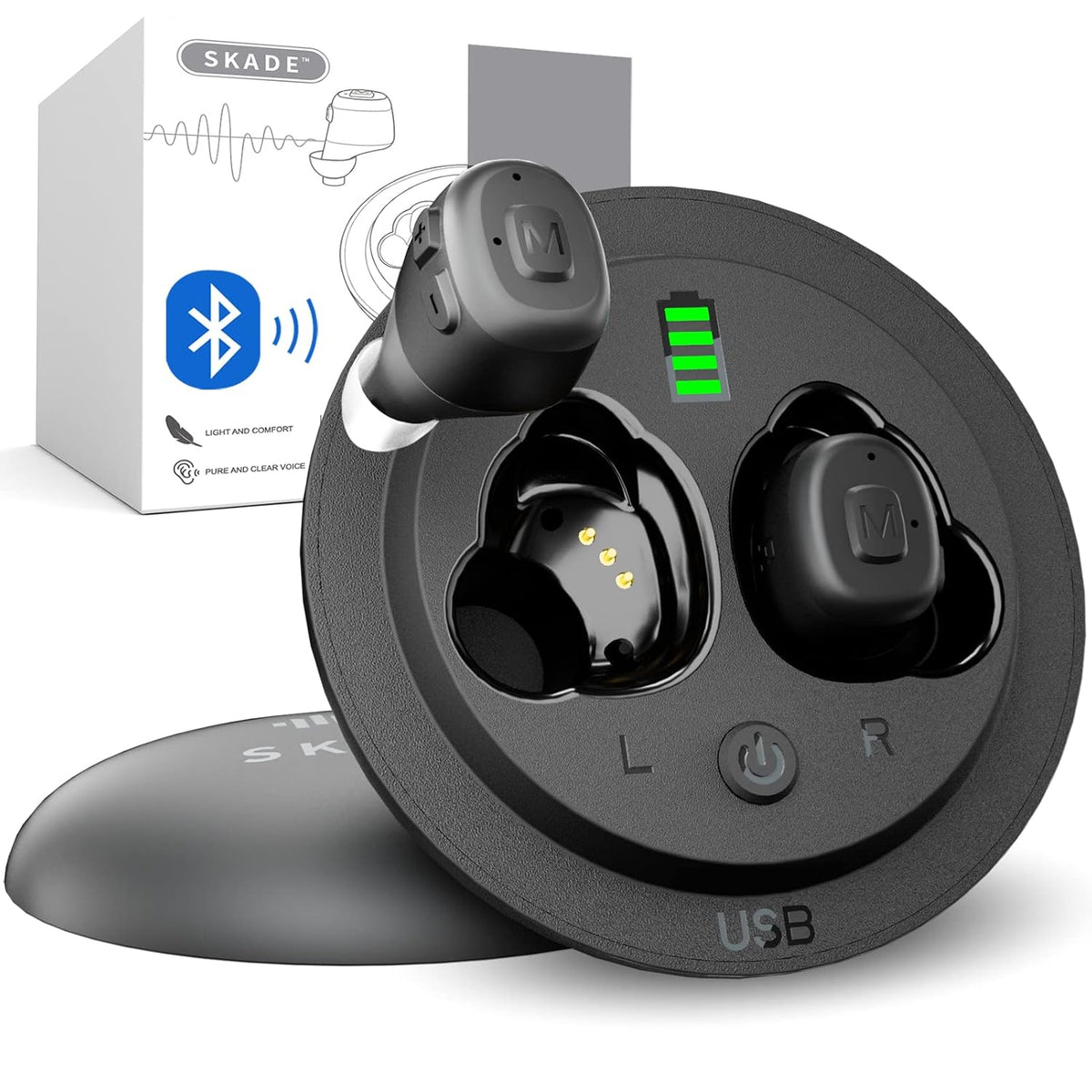 Rechargeable Bluetooth Hearing Aids with Noise Cancelling, Pair V84625