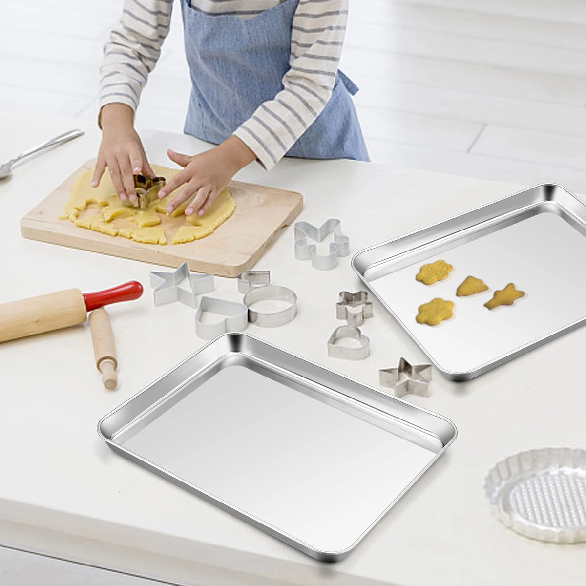 Stainless Steel Rimmed Half Sheet Baking Pan Set of 2 A470