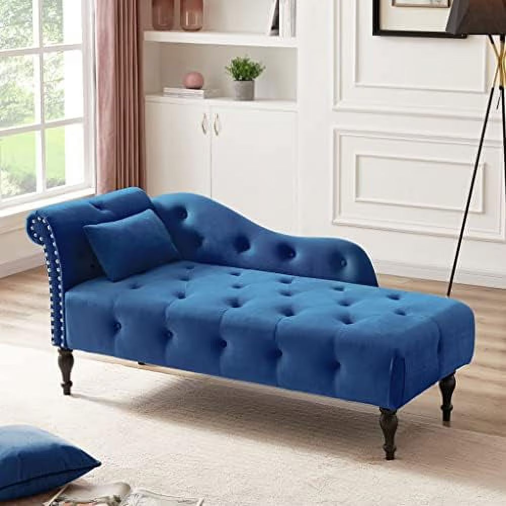 Grey Velvet Rolled Arm Chaise Lounge with Pillow F20608
