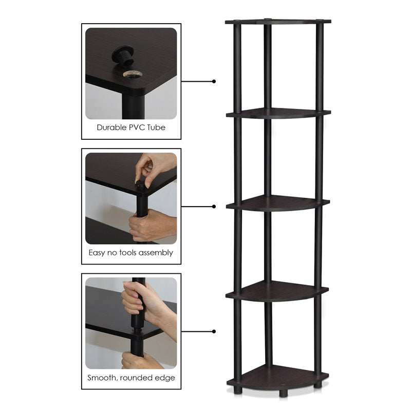 5 Tier Corner Display Rack in Dark Walnut Z18198