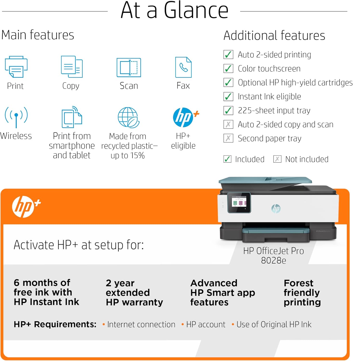 HP OfficeJet Pro 80 28e All-in-One Wireless Color Inkjet Printer Q75047