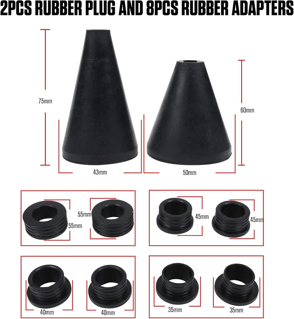 Universal Coolant Vacuum Refill Kit with Dual Scale Pressure Gauge, 2PCS Rubber Plug and 8PCS Rubber Adapters C30267