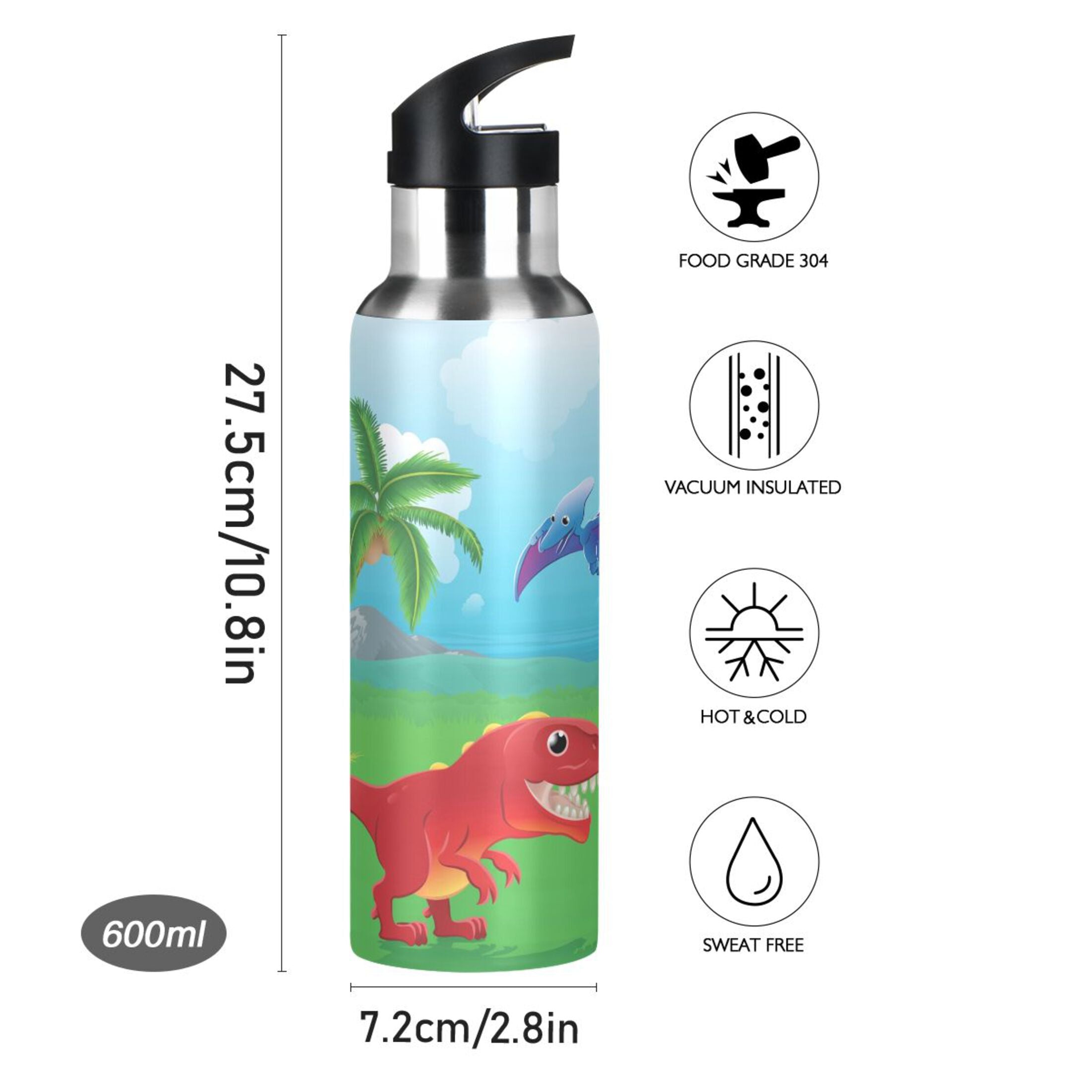 Red Stainless Steel Water Bottle with Straw Lid 20 OZ W587