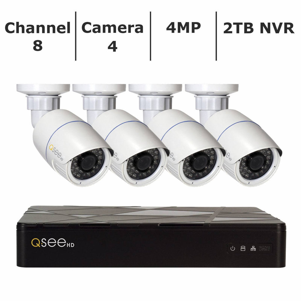 8 Channel 4K IP NVR with 2TB HDD & 4 4MP PIR Bullet Cameras R107