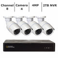 8 Channel 4K IP NVR with 2TB HDD & 4 4MP PIR Bullet Cameras R107