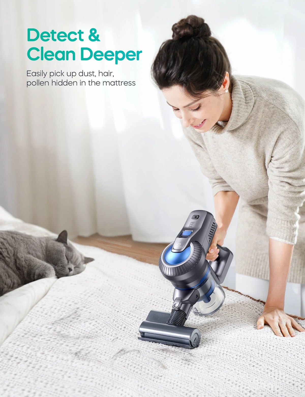 Cordless Vacuum Cleaner, 23000Pa, 35min Runtime, Detachable Battery, 6 in 1 Handheld G751