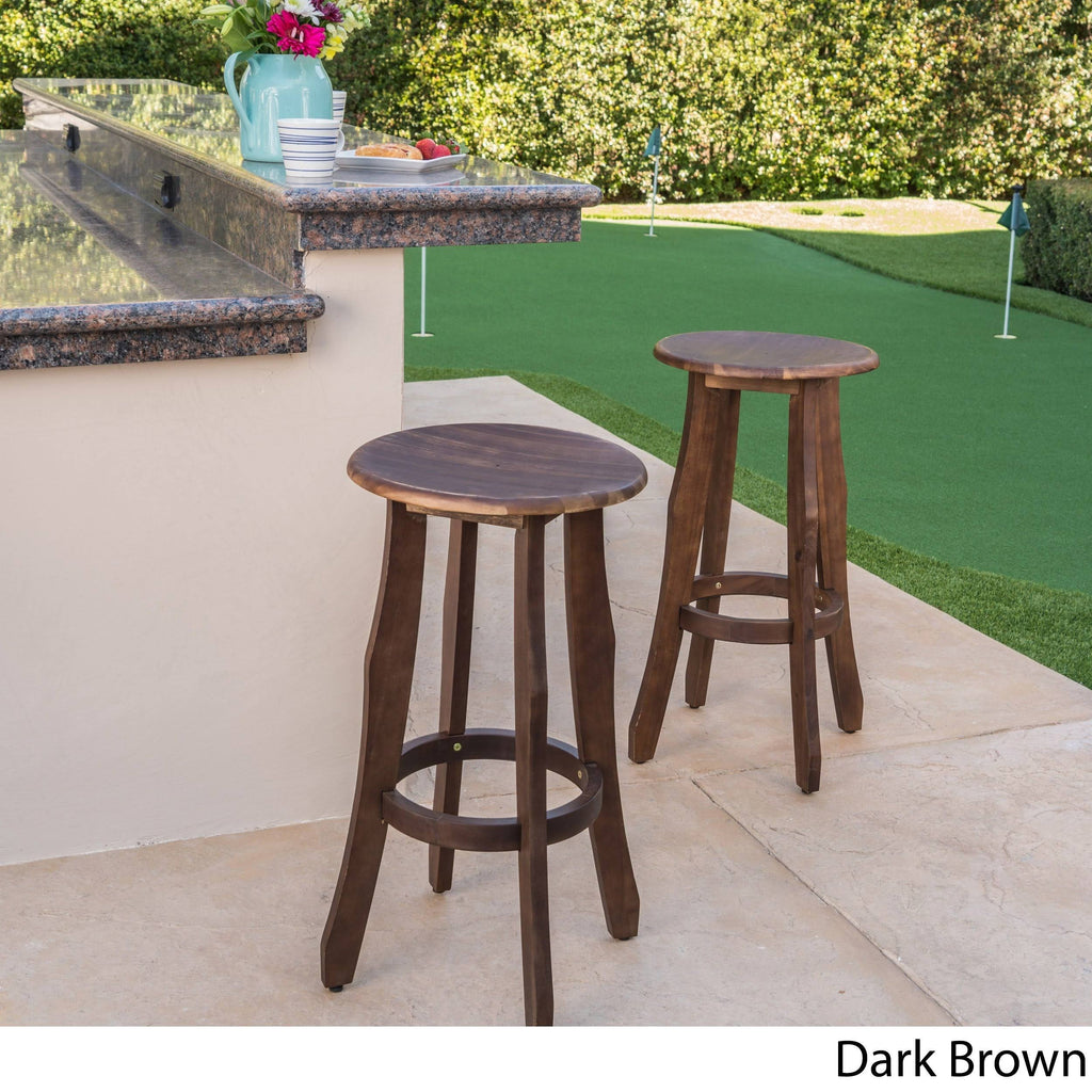 Set of 2 Dark Gray Acacia Barstool H113850