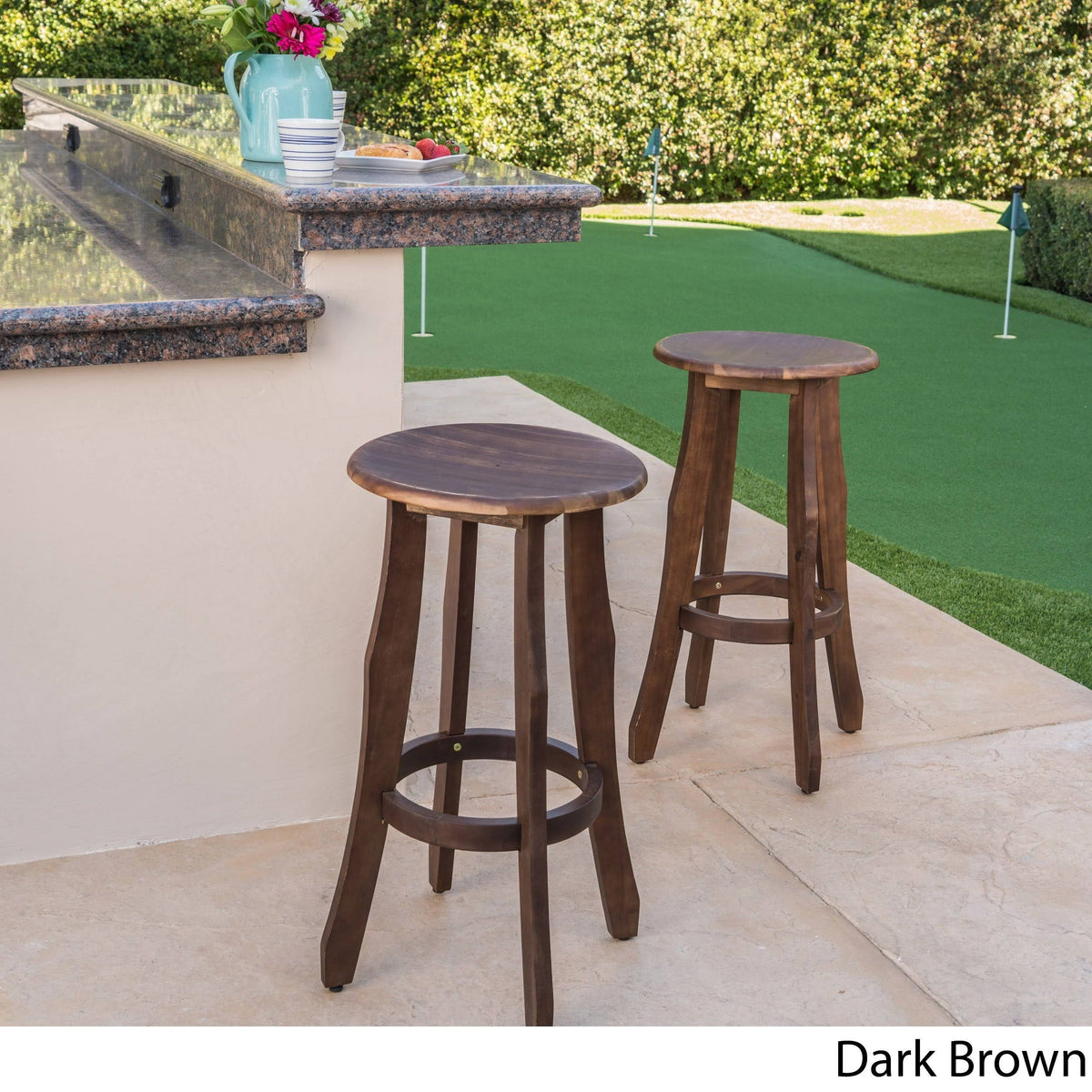 Set of 2 Dark Gray Acacia Barstool H113850