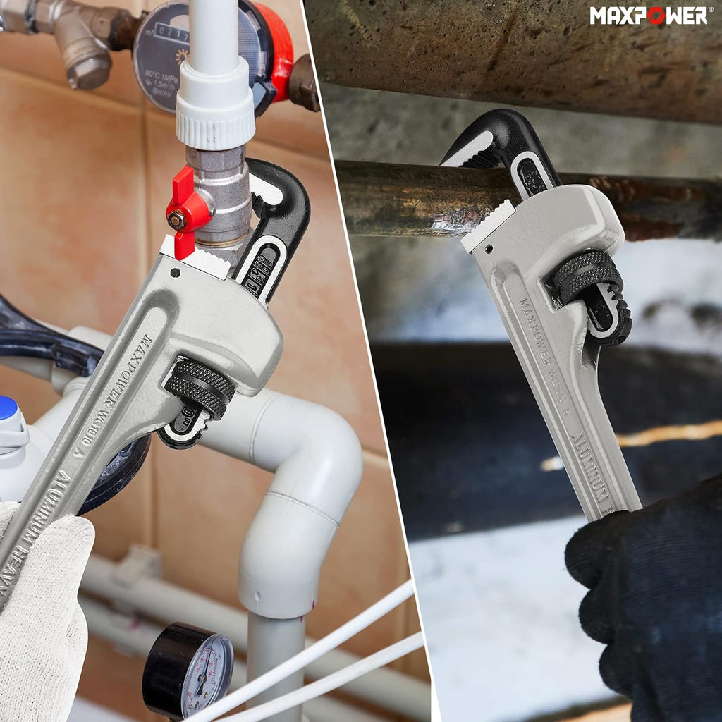Pipe Wrench Set 10" 14" 18" Aluminum Plumber Wrenches Pack of 2 M92836