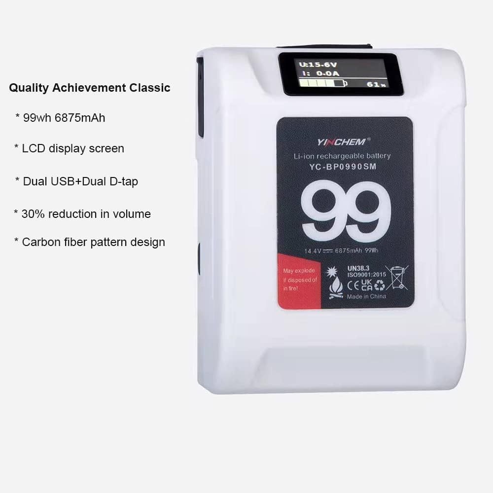 99Wh 14.4V Rechargeable V Mount Battery with D-tap Cable and Charger Q12522