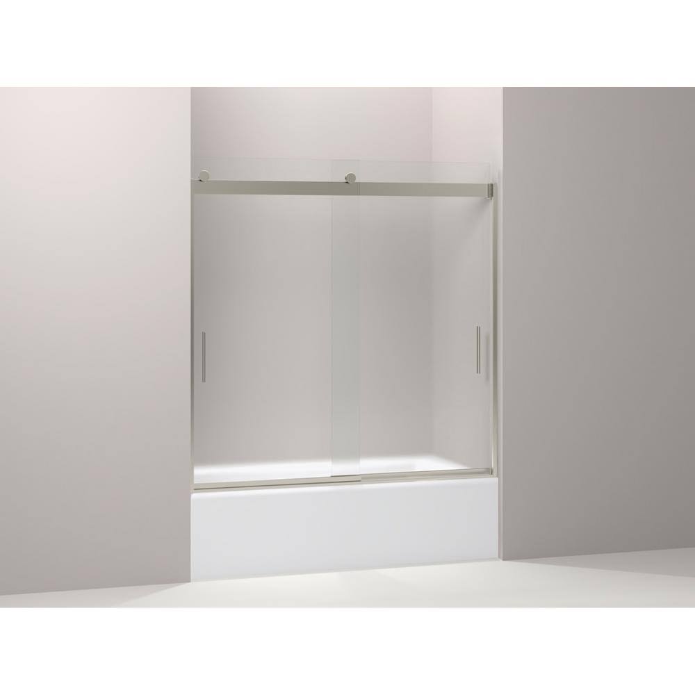 Frameless Sliding Bath Door with Frosted Glass, Matte Nickel Z7744