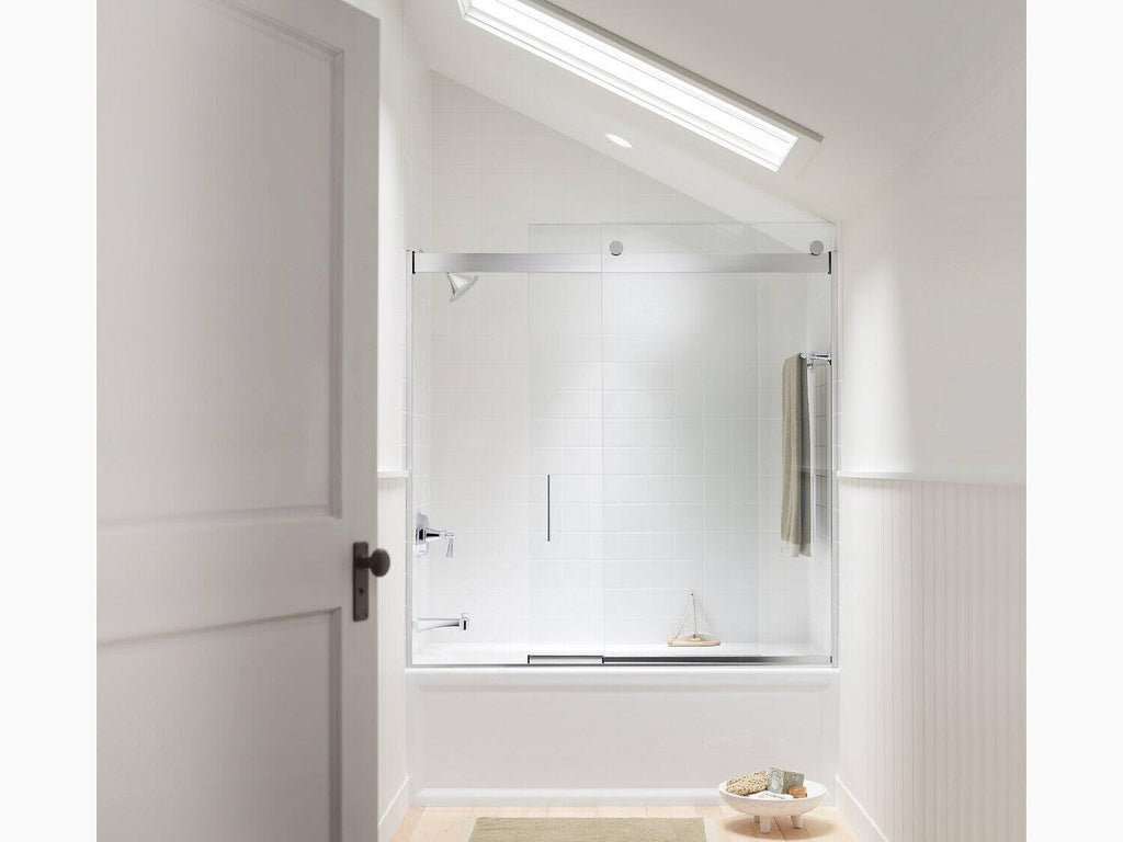 Frameless Sliding Bath Door with Frosted Glass, Matte Nickel Z7744